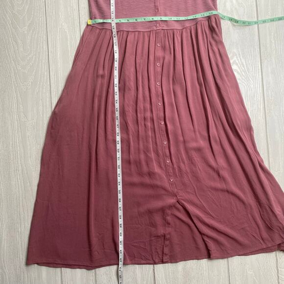 Frye Women's Dusty Rose Pink Button Front Midi Dress Size Medium - Picture 6 of 11